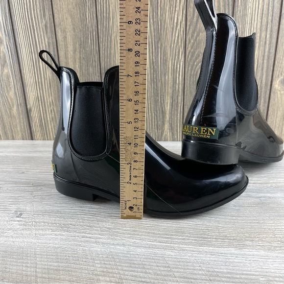 Lauren Ralph Lauren Tally Bo Rai Rubber Chelsea Black Boots Size 10B - Picture 10 of 16